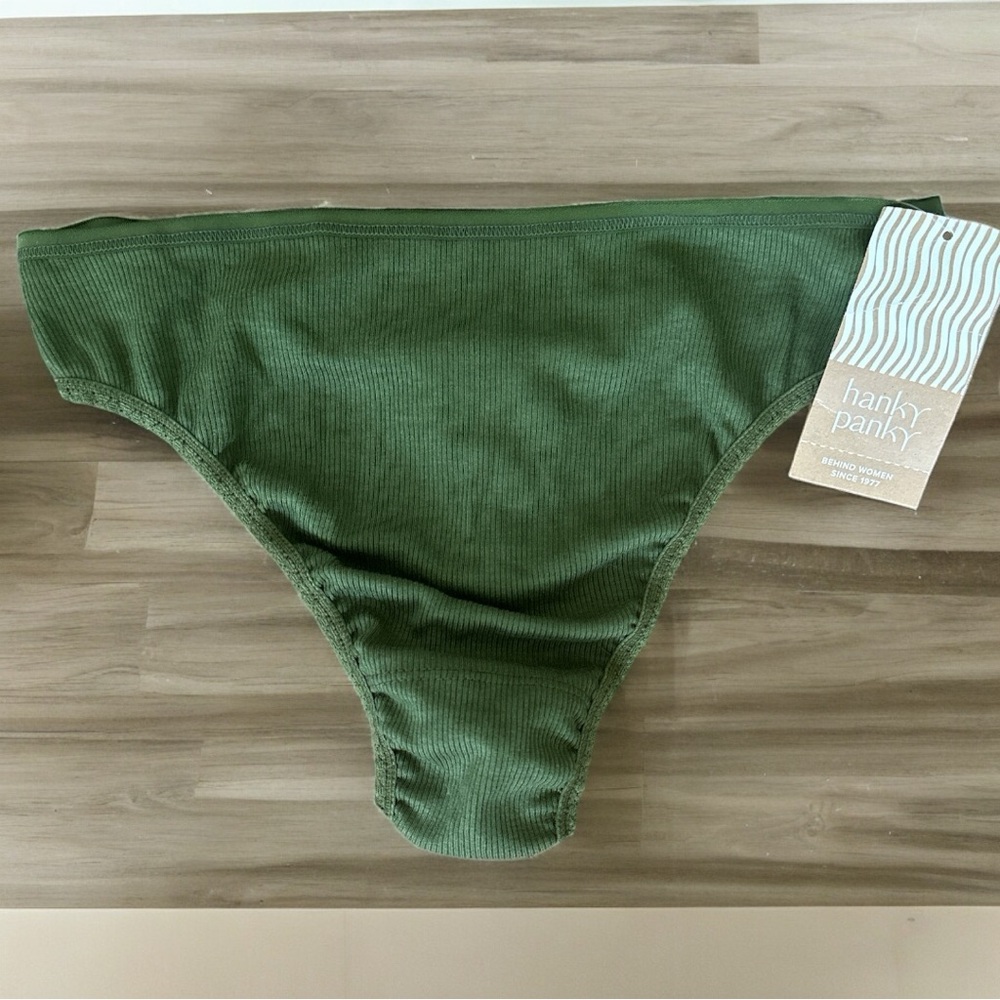 Hanky Panky High Cut Thong Style ECO RX in confederate Green Size medium NEW NWT